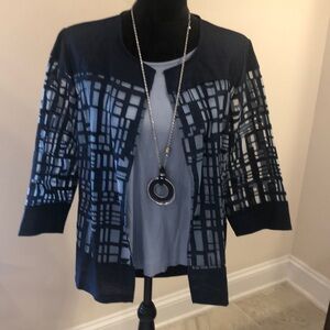 Chicos cut out denim open front jacket